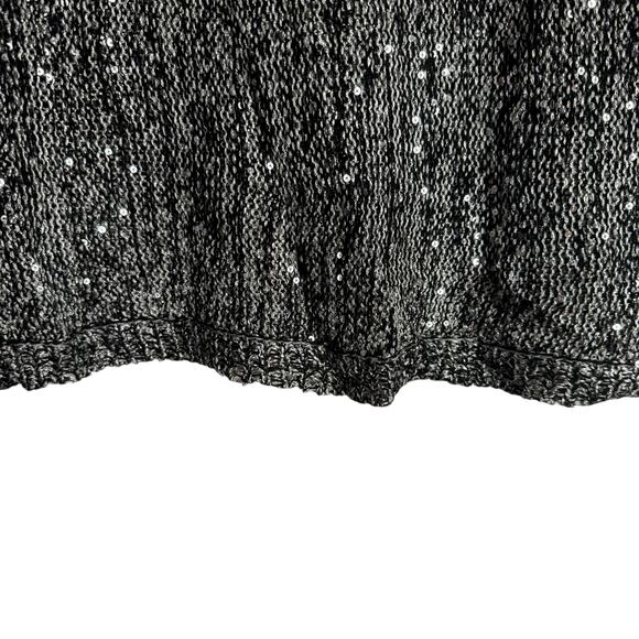 Chico’s Metallic Gray Sequined Knit 3/4 Sleeve Pullover Sweater Size 8 - Picture 7 of 9